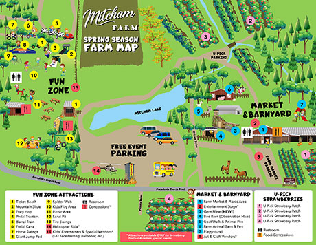 Mitcham Farm Spring Attractions Map